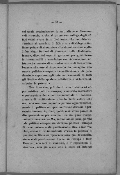 Nella difesa di Fiume e della Dalmazia è la commemorazione degna del 24 maggio. Conferenza tenuta per invito dei goliardi militari ed ex militari il 25 maggio 1920